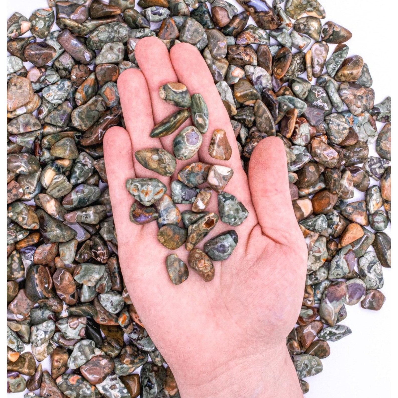 Small Triangular Rocks Rainforest Rhyolite, Small Tumbled Stones, Wire Wrapping Crystals ...