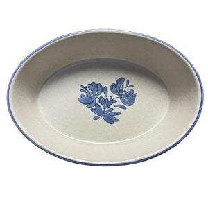 Pfaltzgraff Yorktowne, Oval Casserole Dish, Baking Dish Ceramic, Made in USA Product, Blue Floral, Vintage Dinnerware, Unique Gift for Women