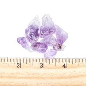 Rough/Raw Amethyst Gemstone Crystal Points with a Ruler for Size