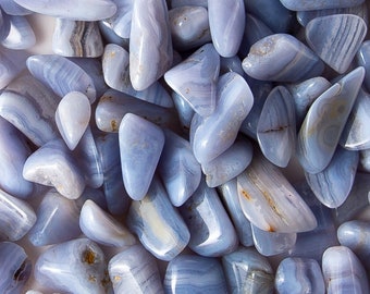 Tumbled Blue Lace Agate, Small Gemstone, Wire Wrapping Crystals for Jewelry Making, Bulk Gems and Stones, Rock Lover Gift, Stone for Candles