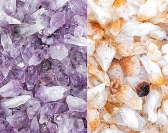 Puntos de amatista a granel, puntos de citrino, rellenos de medias para mujeres, regalo de Rockhound, piedra calmante, suministros de fabricación de joyas para colgantes, roca