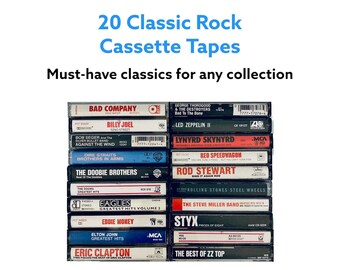 20 Cassette Tapes: Classic Rock - Bob Seger, Dire Straits, Eagles, Doors, Led Zeppelin, Rolling Stones, ZZ Top - Tested & Guaranteed