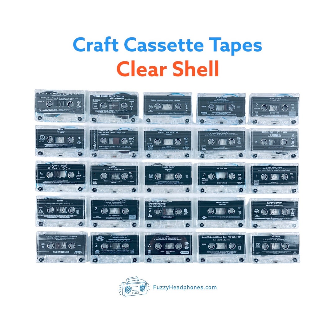 CASSETTE TAPES for Crafts Clear Grey Shells for Art, Decoration