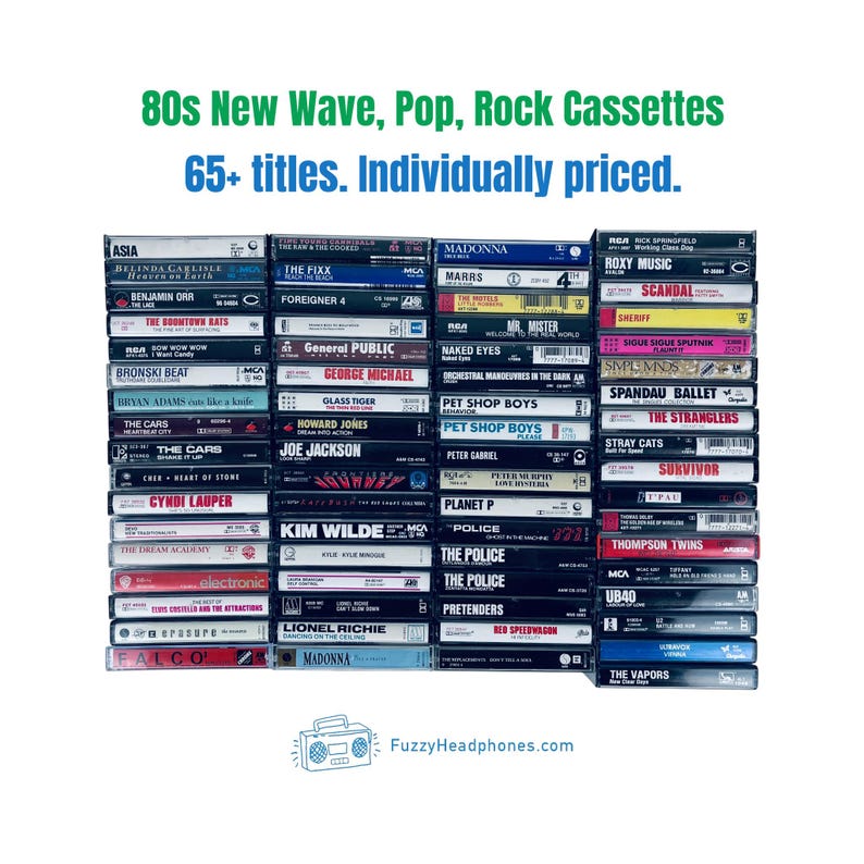 RUBAN CASSETTE Années 80 New Wave, Pop, Rock, Alt - Prix individuel, créez votre propre collection image 1