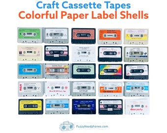 BULK CASSETTE TAPES for Crafts - Colorful Paper Labels for Art, Decoration, Upcycling, Recycling, Repurposing, 80s, High School Reunions