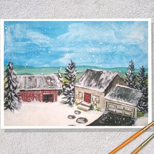 Holiday Hometown - Original Watercolor Landscape Painting