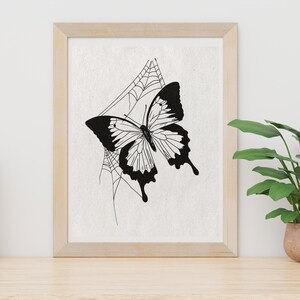 Butterfly Web Print - Gothic Spooky Line Art