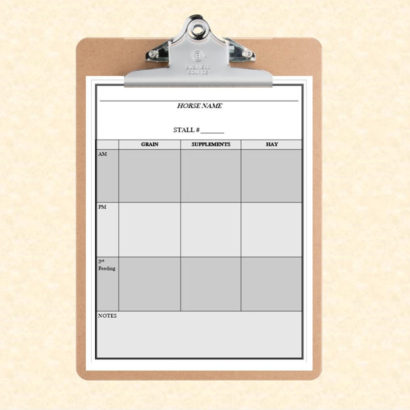 Feed Chart for Barn Etsy