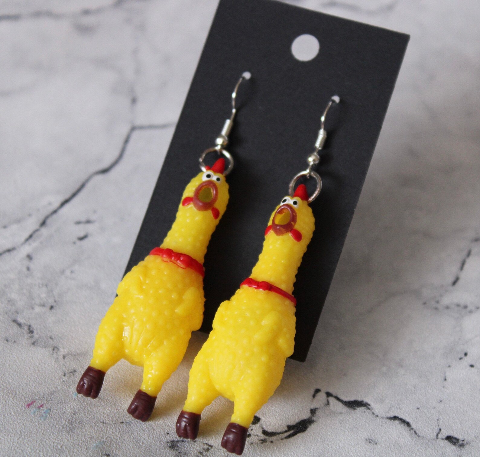 Rubber Chicken Squeaky Earrings Etsy UK