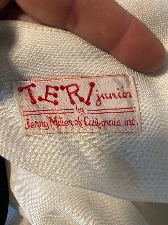 Linen and Lace 1950s Day Dress Teri Junior by Jerry Miller of California, Inc. View 5
