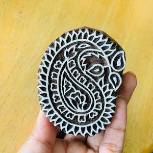 Pieczątka z wzorem Paisley, drewniane stemple do ceramiki Ręcznie rzeźbiony wzór/tekstura stempla do tkanin, tekstyliów LUB gliny polimerowej LUB fondantu, czekolady