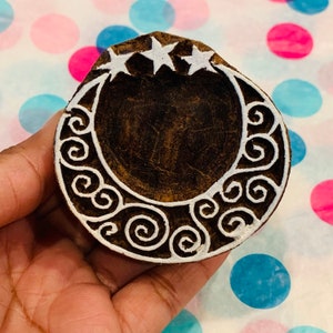 Triple Moon Stamp, drewniane stemple do ceramiki, ręcznie rzeźbiony wzór/tekstura do tkanin, tekstyliów LUB gliny polimerowej LUB fondantu, czekolady