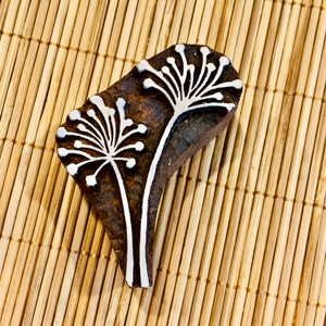 Flower Tulip Stamp, Wood Stamps for Pottery Hand carved pattern/texture stamp for fabric, Textile OR polymer Clay OR fondants, chocolate