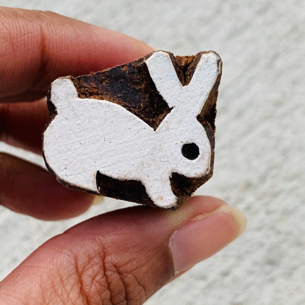 Bunny Rabbit Stamp Wood Stamp for Pottery Hand carved pattern/texture stamp for fabric, Textile OR polymer Clay OR fondants, chocolate