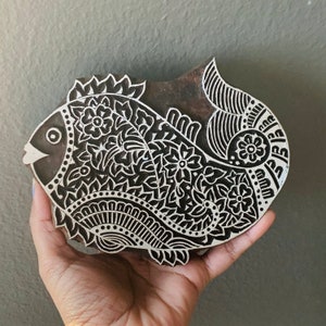 Big FISH Stamp, Drewniany stempel do ceramiki Ręcznie rzeźbiony wzór/tekstura stempla do tkanin, tekstyliów LUB gliny polimerowej LUB fondantu, czekolady