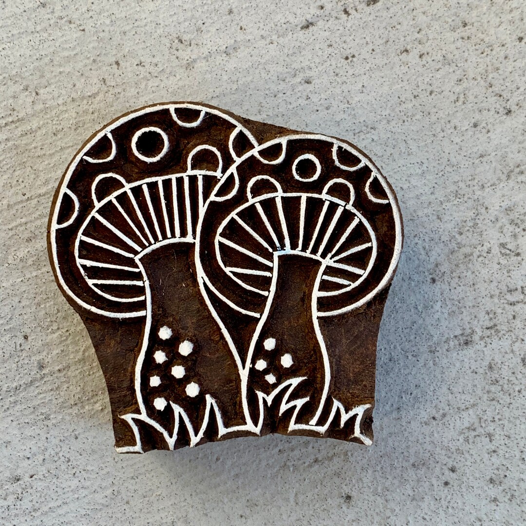 Wild Mushrooms Stamp, Wood Stamps for Pottery Hand Carved Pattern ...
