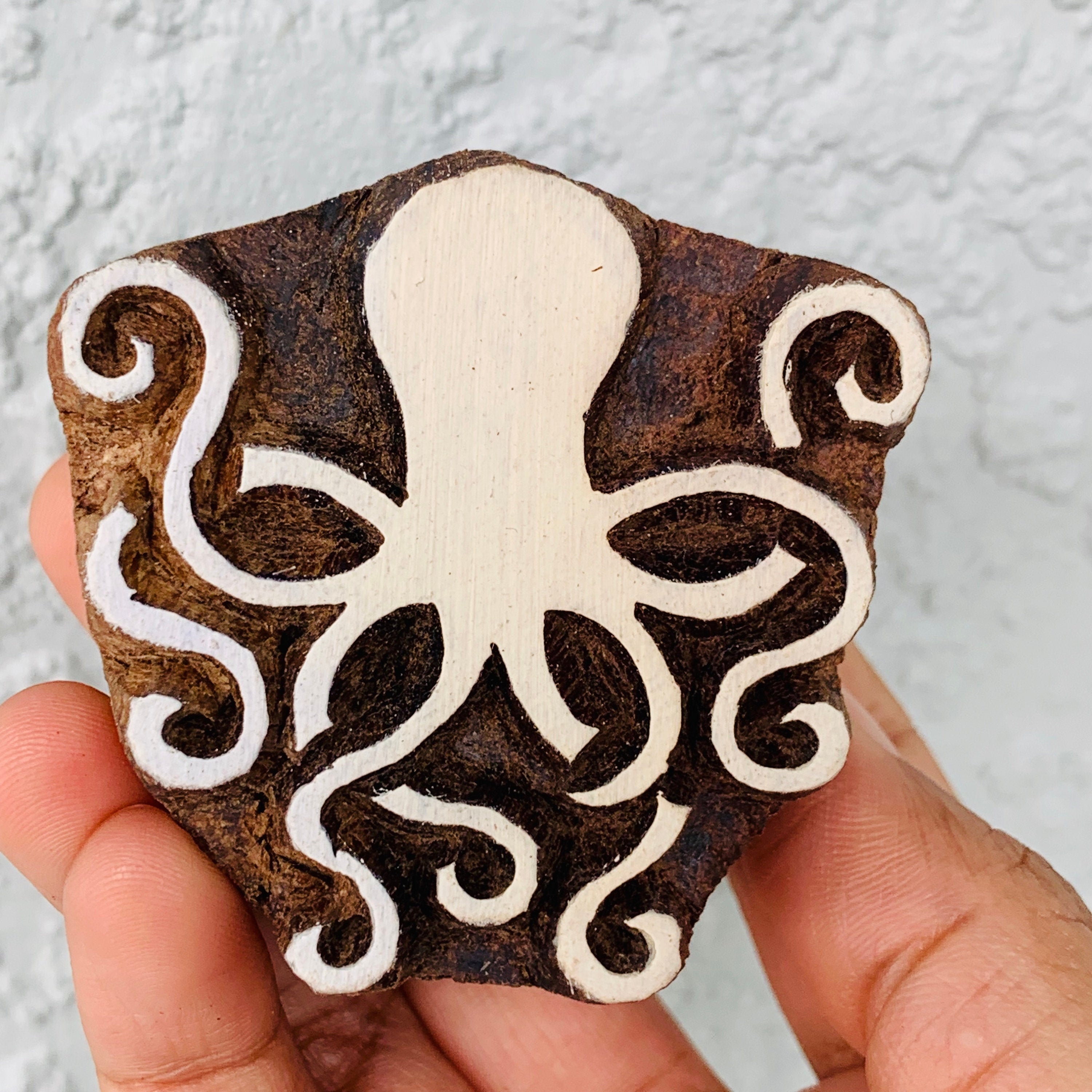 OCTOPUS Stamp Wood Stamp for Pottery Hand carved pattern/texture stamp for fabric, Textile OR polymer Clay OR fondants, chocolate