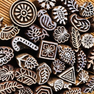 Wood pottery Stamps– Sample of 2 Hand carved pattern/texture stamp for fabric, Textile OR polymer Clay OR fondants, chocolate