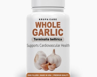 Krupacare Whole Garlic support Cardiovascular 500mg- 90 Capsules Product of USA
