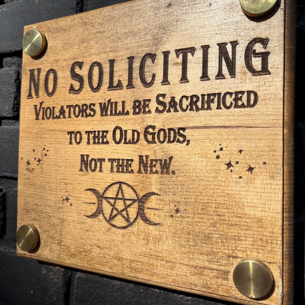 No Soliciting Wooden Sign – Witchy Humor Home Decor
