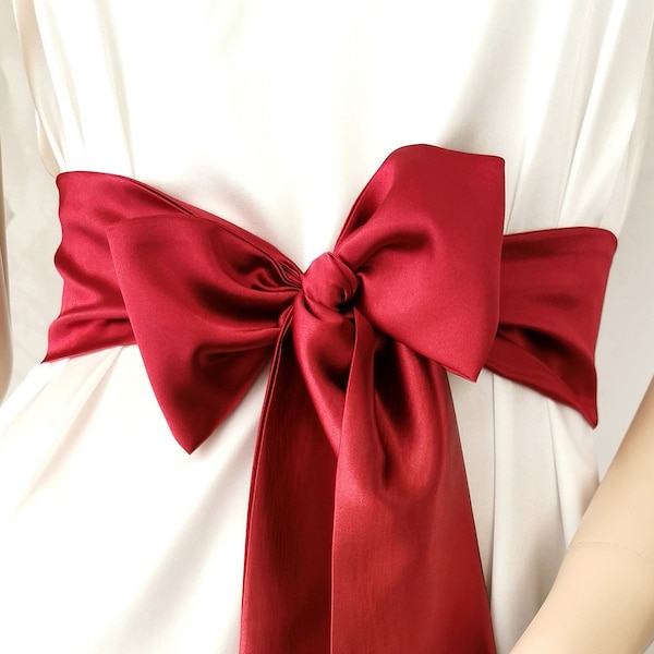 3" Wide 100" Long belt, 20 colors, Burgundy satin belt wine bridesmaid sash dark red ribbon belt maroon wedding sash