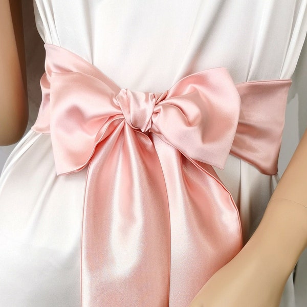 Ceinture pour robe de mariée rose clair 100 pouces de long Ceinture de demoiselle d'honneur en satin rose Large ceinture de mariée