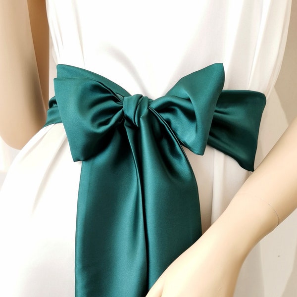 Green Wide Satin sash for women Emerald satin wedding dress belt bridal belt