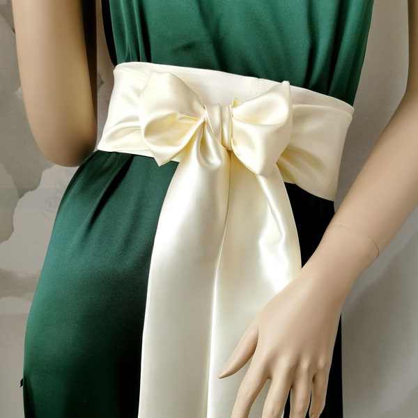 Champagne satin sash belt for bride wide Sash for bridesmaid dress or robe