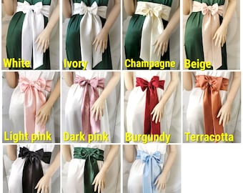 Satin sash belt. 2-5 days delivery in US Many colors Bridal sash dress belt for bridesmaid White Ivory Black Burgundy Pink Blue Beige Green