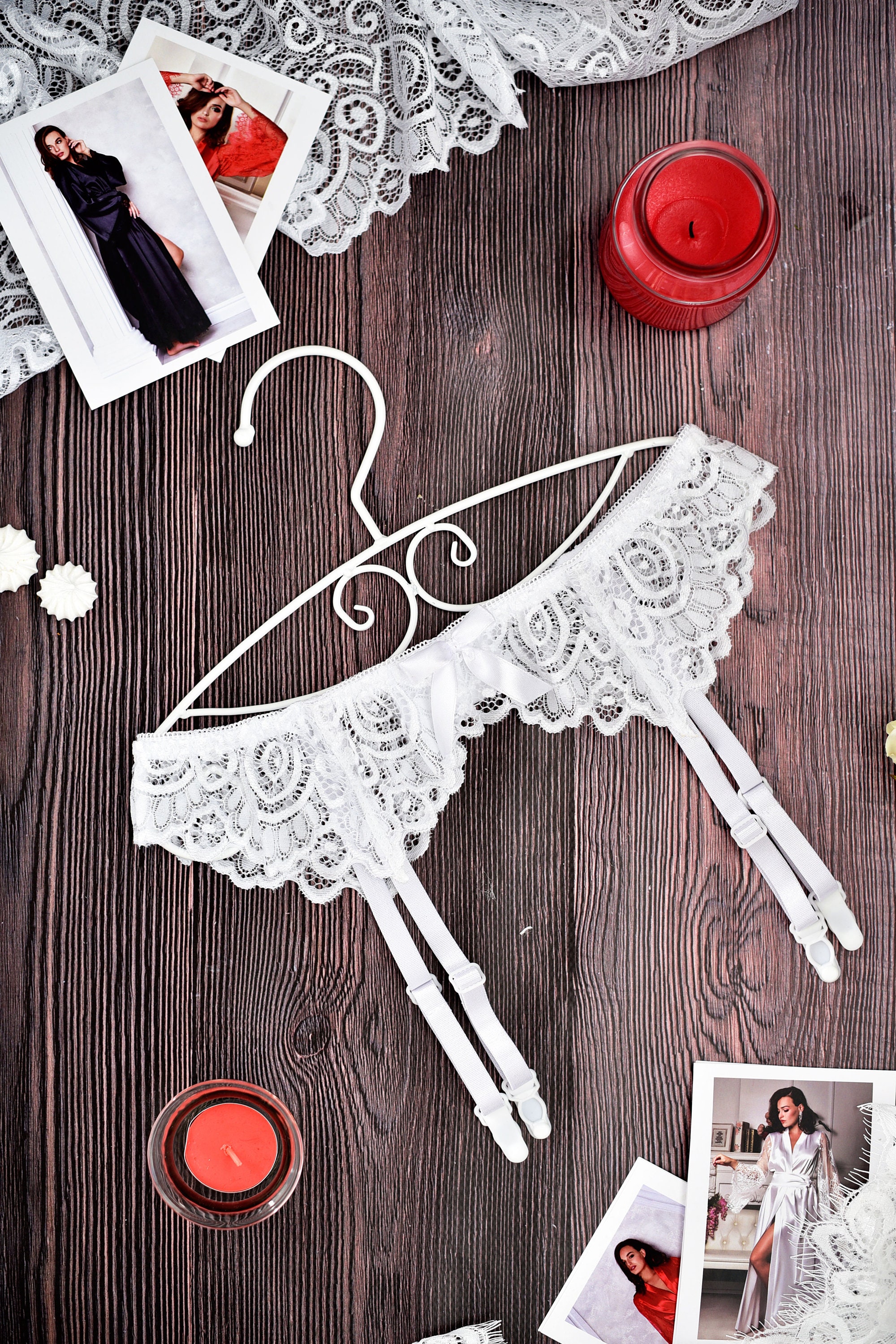 White bridal lace garter belt set Crotchless honeymoon Etsy