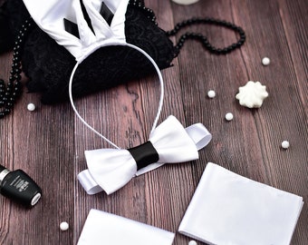 Lot De 2 Bandeaux Oreilles De Lapin Noir Satiné - Accessoire Fêtes, Cosplay Et Soirées - Taille Unique Femme
