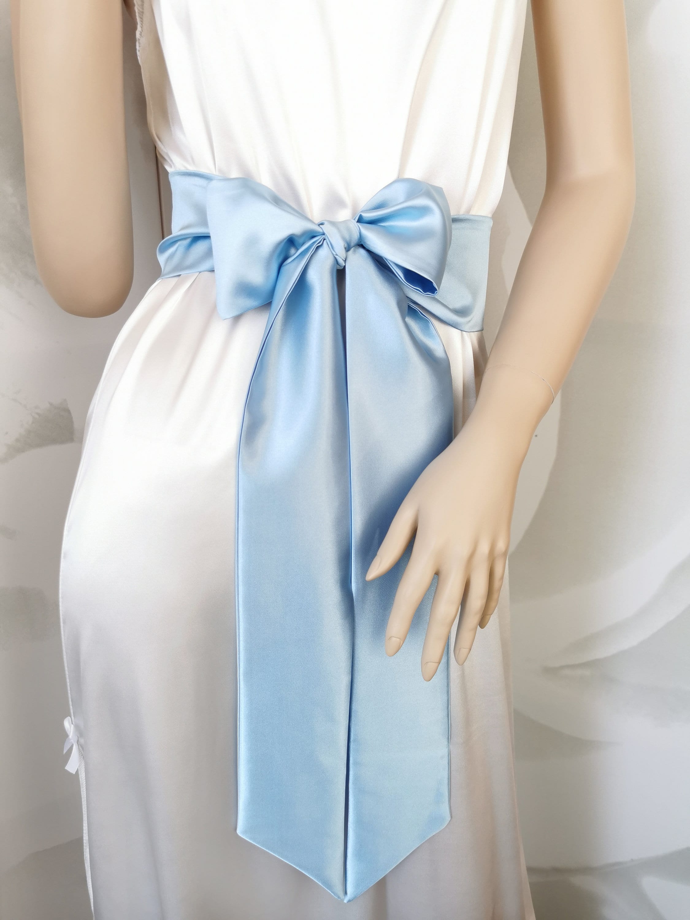 Light blue satin sash deals