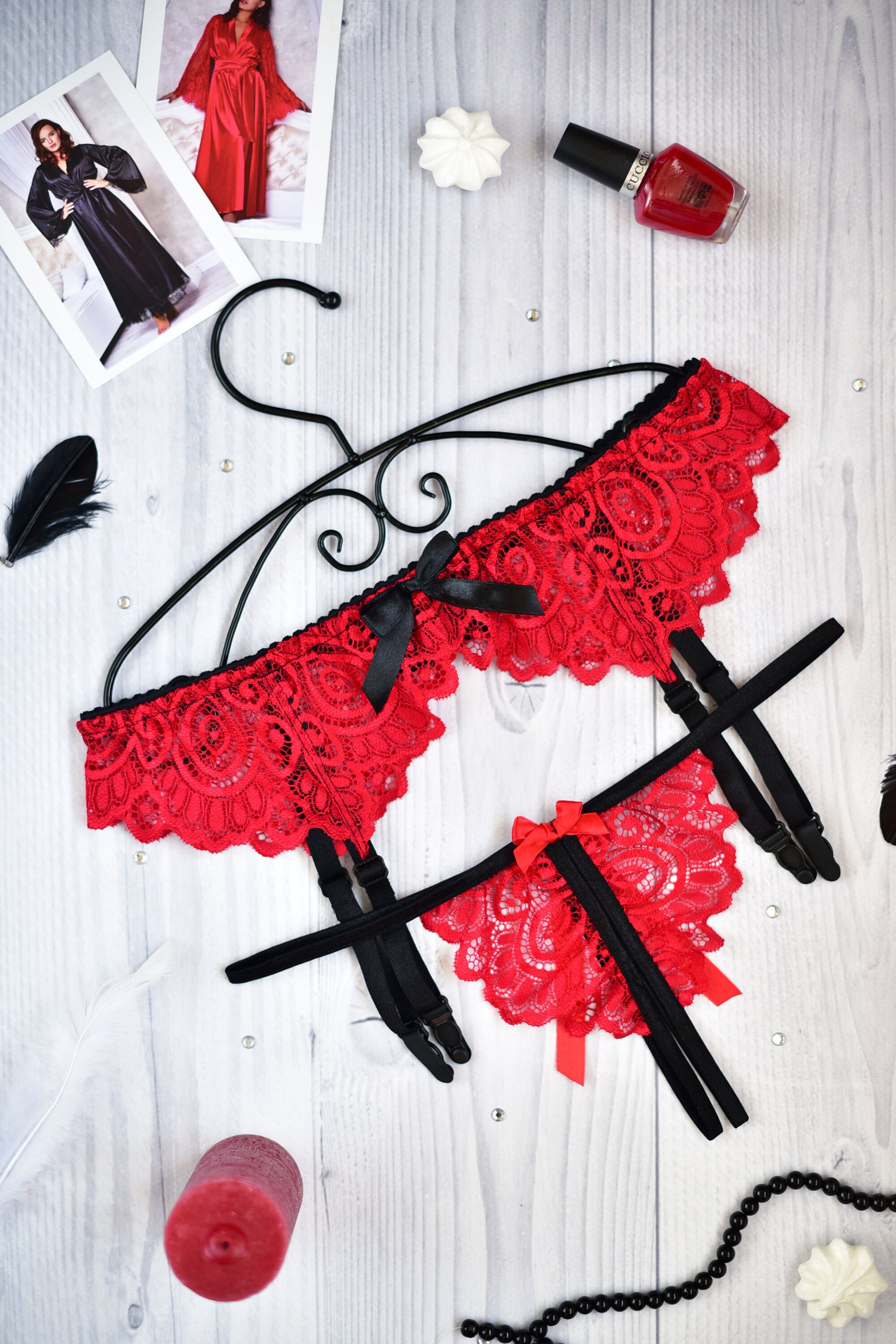 White bridal lace garter belt set Crotchless honeymoon Etsy