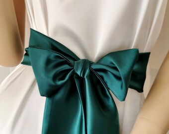 green emerald velvet dress Narrow Emerald Green Satin Sash Belt by Satin Swank® main image 0