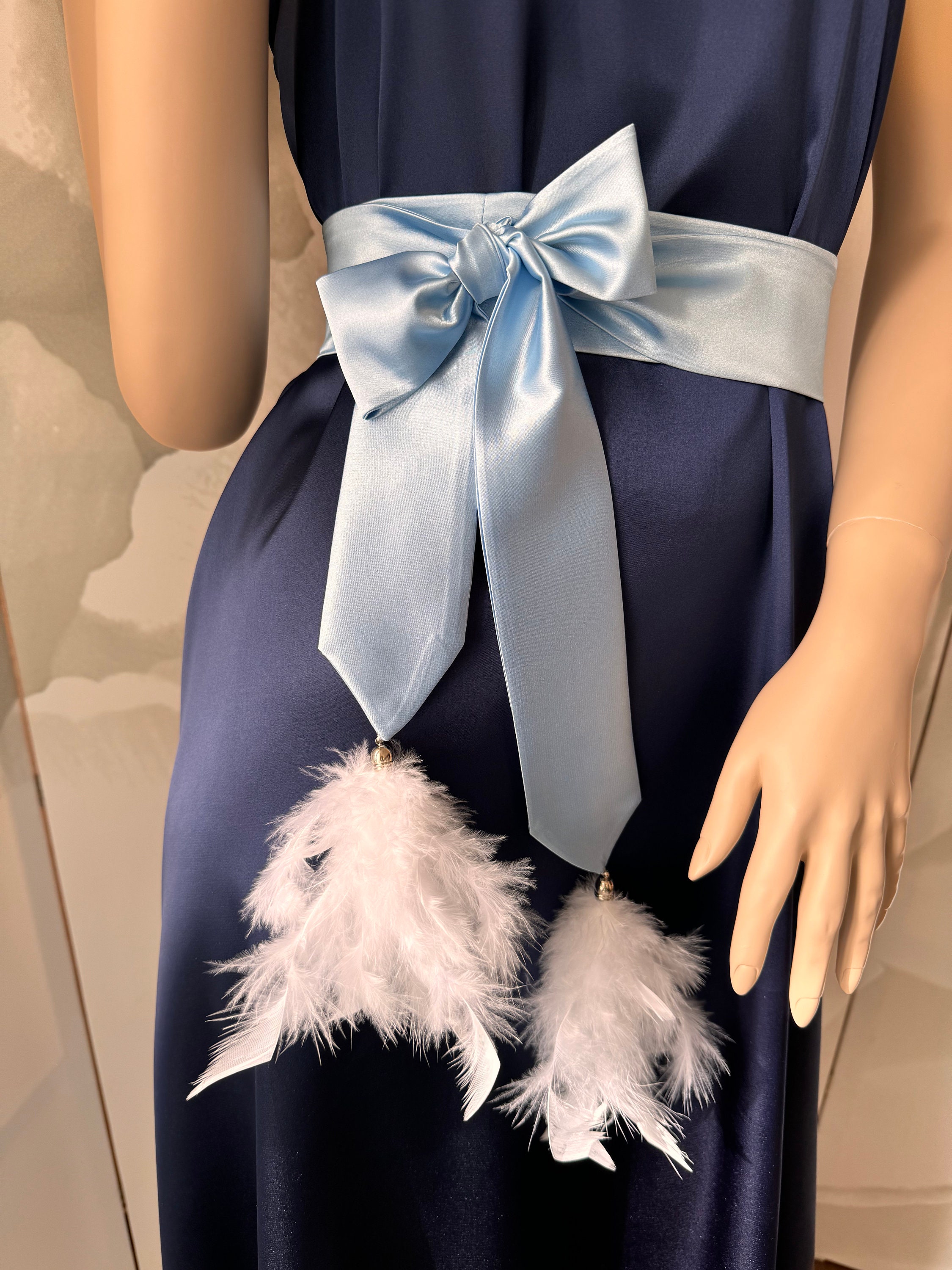 Wedding- Black feathered satin ribbon belt Wide Black Textured Dupioni Sash Belt by Satin Swank® main image 2