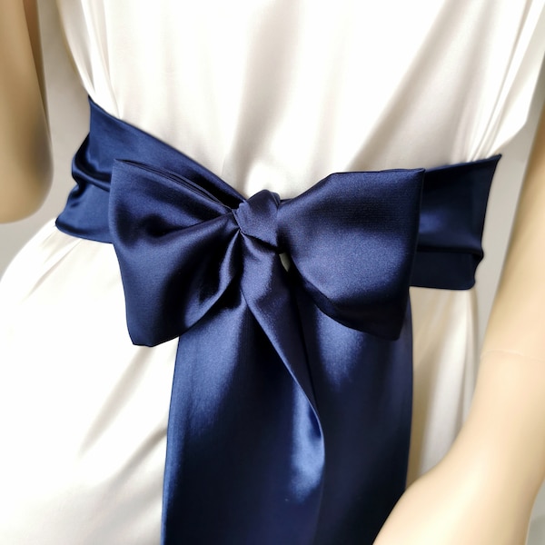 Navy blue satin belt Navy bridesmaid satin sash wedding dress belt for bride