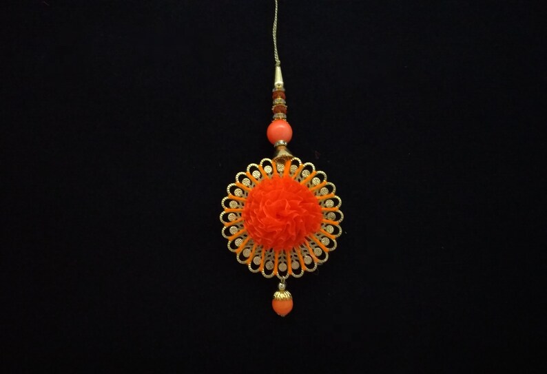 Decorative Tassels For Multi Crafting Uses Set Of 2 Bridal Tassel Brass Orange Flower Tassel