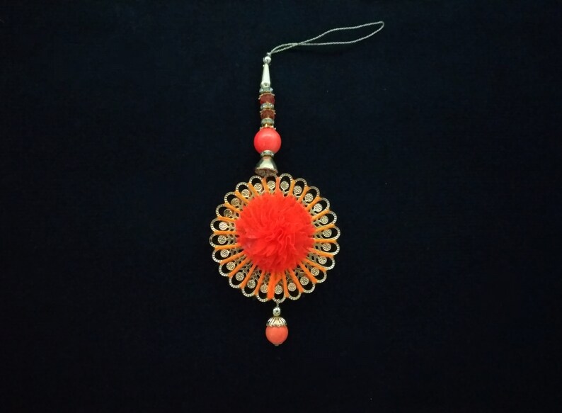 Decorative Tassels For Multi Crafting Uses Set Of 2 Bridal Tassel Brass Orange Flower Tassel