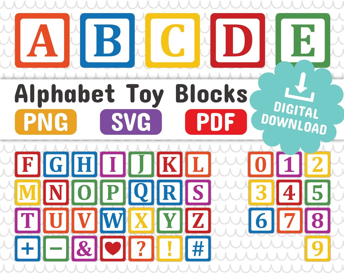 Alphabet Toy Building Blocks Cliparts Digital Files Baby Toy Blocks - Etsy