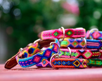 XS Handmade Leather Dog Collar – Mexican Woven Collar for Mini & Small Breeds