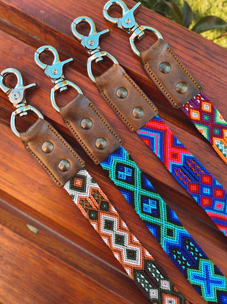 Handmade Leather Dog Leash, Colorful Mexican Woven Design - Etsy