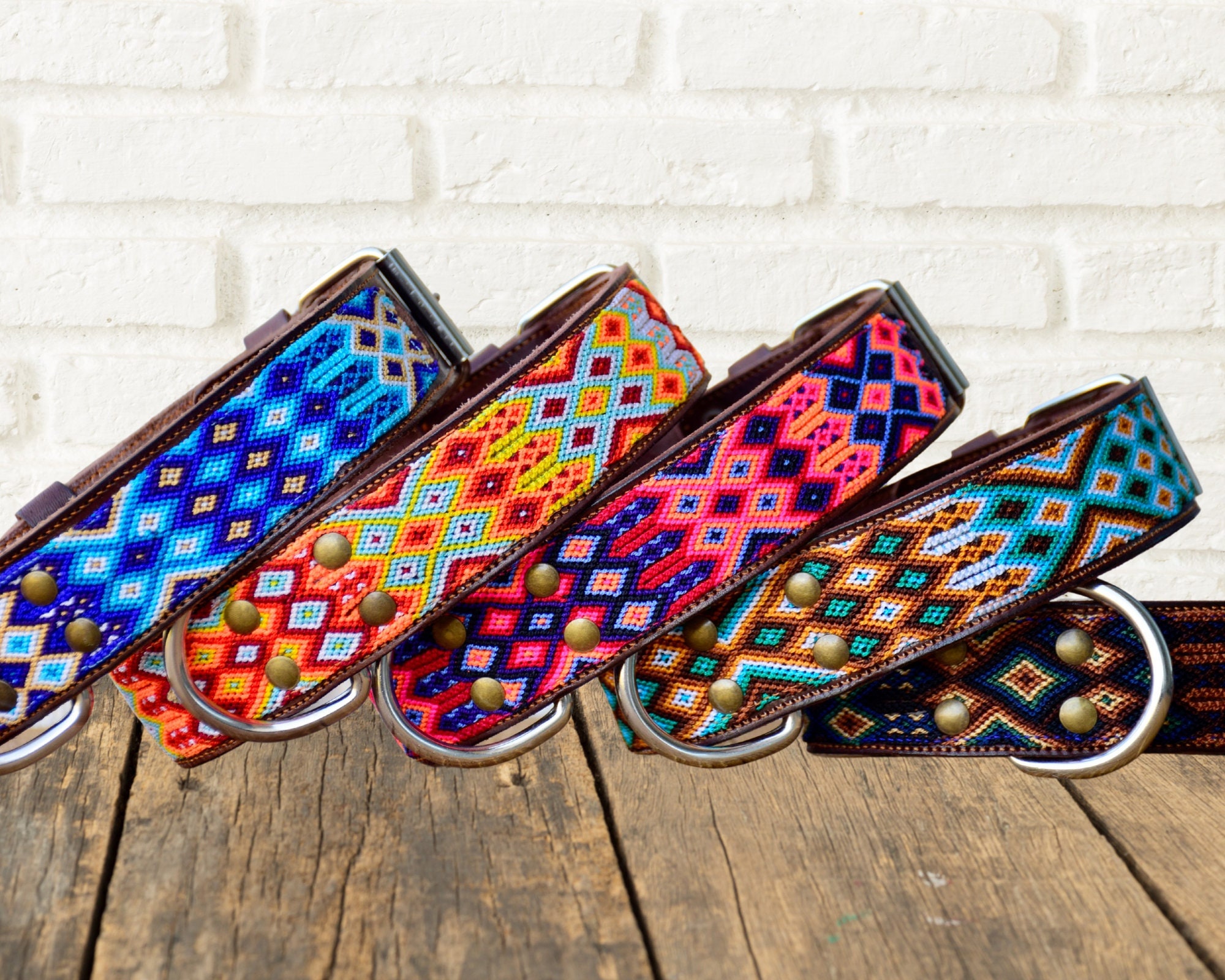 Mexican Handmade Leather Dog Collar,  Woven Accessories ALL sizes