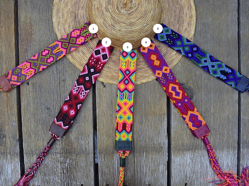 Mexican Braided Hat Band: Handwoven Colorful Hat Belt image 2