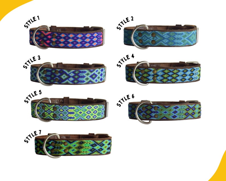 Large Wide Leather Dog Collar Mexican Dog Collar Artisanal Handwoven Collar Unique Dog gift Dog Accessory image 8