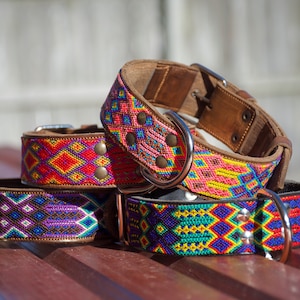 Large Wide Leather Dog Collar | Mexican Dog Collar | Artisanal Handwoven Collar | Unique Dog gift | Dog Accessory