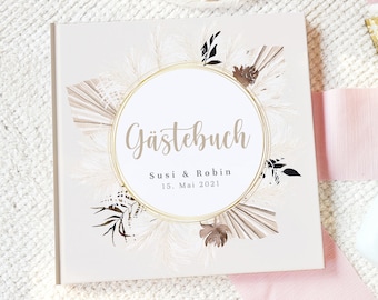 GÄSTEBUCH Hochzeit  "Boho Pampasgras Palmenblätter Kranz" #G031