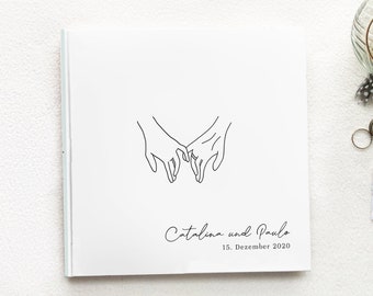 GÄSTEBUCH zur Hochzeit " Minimalistische schlichte Lineart Hände" #G040