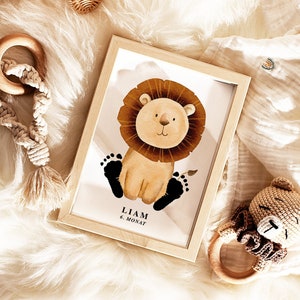 Baby Poster "Lion" for Footprints | DIN A4, A3 or Digital | Personalized | Children's room | Birth poster #40