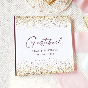 GUEST BOOK Wedding "Gold Dust Glitter Design" classic #G012