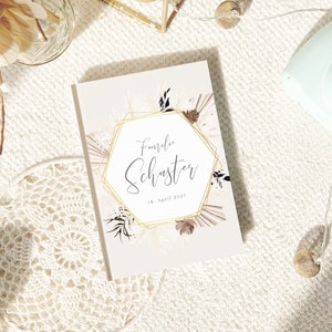 Family register in classic, A5 or A4 Boho Pampas Grass S058 image 1